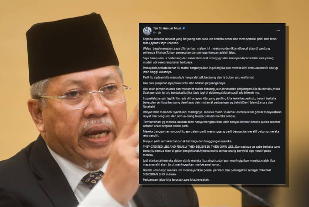 Kenyataan dimuat naik Annuar di Facebooknya.