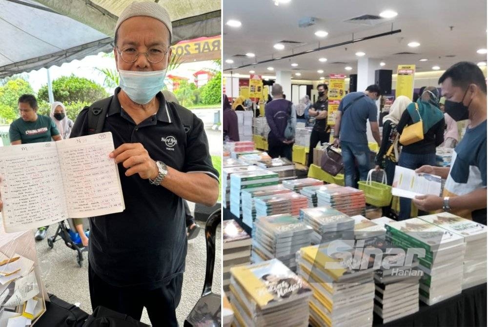 Gamba kiri: Kamalrul Badri menunjukkan senarai buku yang ingin dibeli sempena Jualan Gudang Karangkraf 2023.