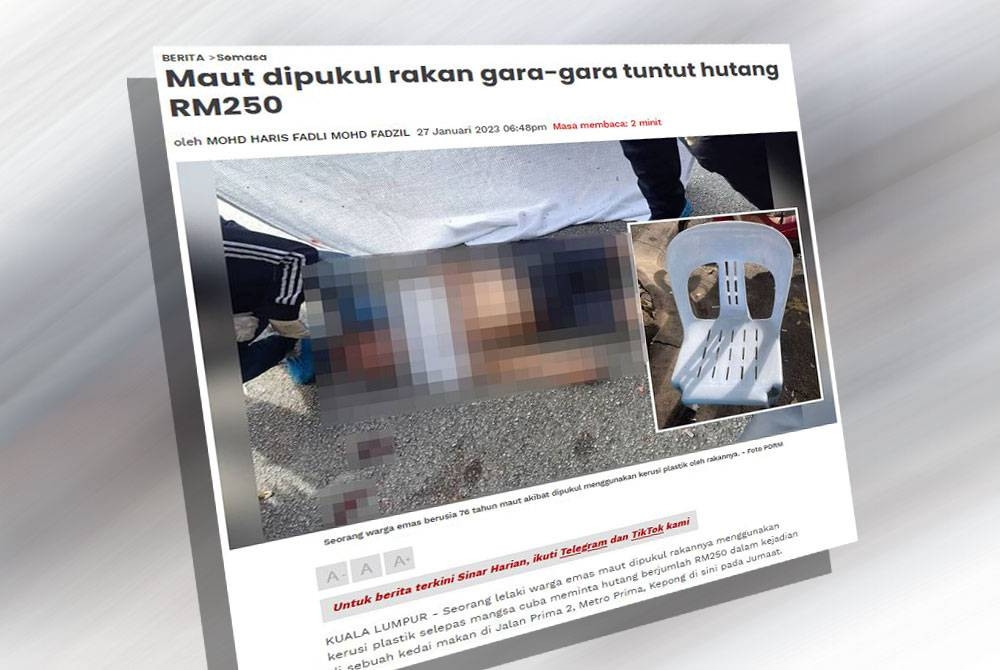 Laporan Sinar Harian pada 27 Januari lalu.