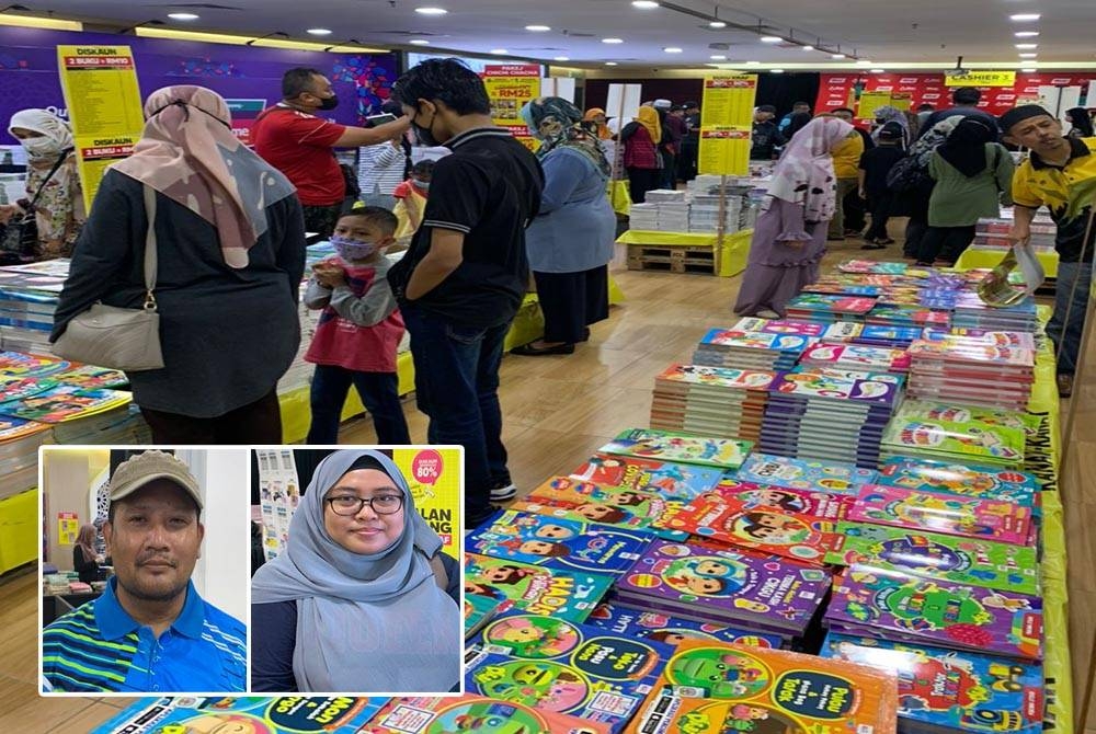 Para pengunjung yang hadir tanpa mengira lapisan umur dan kaum, ralit mentelaah buku pilihan masing-masing. (Gambar dalam Mohd Hussin dan Nur Syahidah)