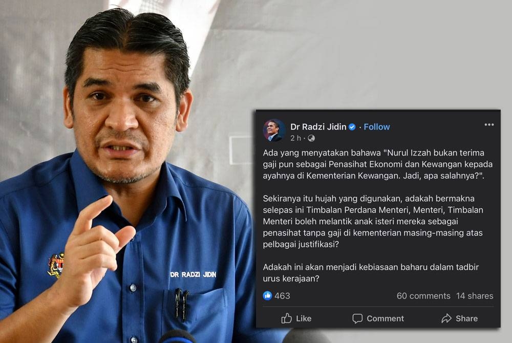 Tangkap layar kenyataan Mohd Radzi di laman Facebook pada Isnin.