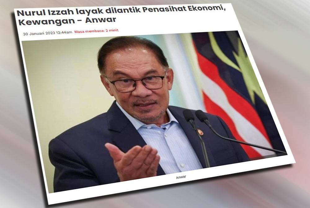 Anwar berkata, pelantikan bekas Ahli Parlimen Permatang Pauh, Nurul Izzah Anwar sebagai Penasihat Kanan Ekonomi dan Kewangan kepada Perdana Menteri dibuat berdasarkan kelayakannya.