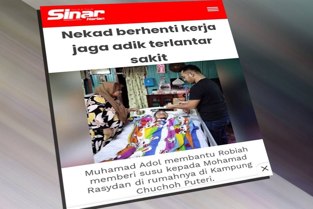 Laporan Sinar Harian 3 Disember tahun lalu mengenai kasih seorang abang yang sanggup berhenti kerja untuk menjaga adiknya yang sudah lebih tujuh koma.