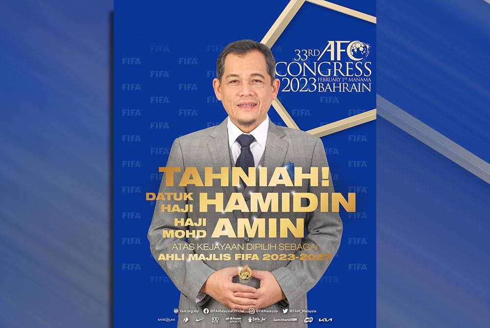 Hamidin akan menjawat jawatan Ahli Majlis FIFA bagi penggal bagi penggal 2023-2027.