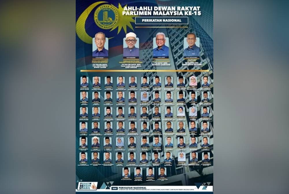 Senarai 74 ahli Parlimen PN yang sedang mengadakan permukiman selama dua hari bermula petang Rabu.