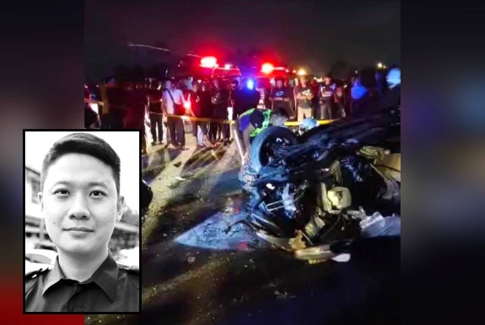 Keadaan kereta yang terlibat kemalangan di KM5, Jalan Palekbang-Tumpat, Wakaf King pada Ahad. - Foto media sosial (Gambar kecil: Chong Yeong Ren)