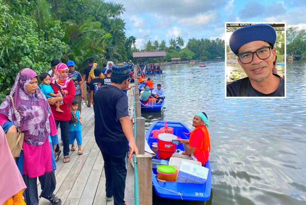 Pasar terapung yang beroperasi secara rasmi pada Jumaat itu mempunyai 20 perahu menyajikan pelbagai menu tempatan kepada pengunjung. Gambar kecil: Azli Mohd Noor