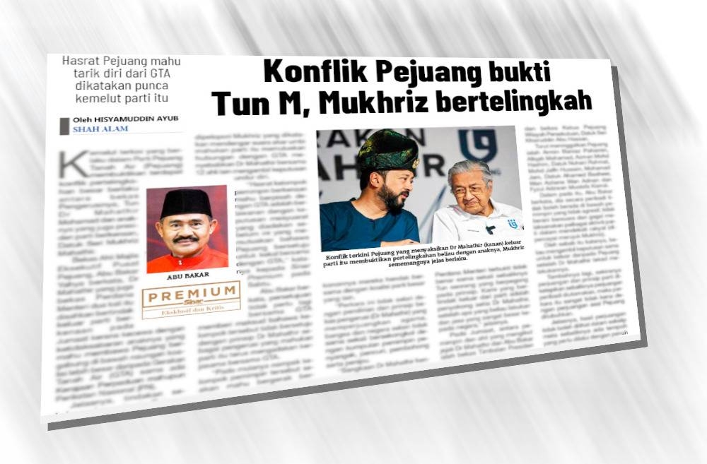 Kemelut terkini yang berlaku dalam Parti Pejuang Tanah Air (Pejuang) membuktikan terdapat konflik pertelingkahan besar berlaku antara bekas Pengerusinya, Tun Dr Mahathir Mohamad dan anaknya yang juga presiden parti berkenaan, Datuk Seri Mukhriz Mahathir.