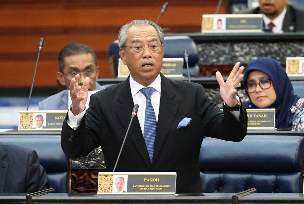 Muhyiddin ketika Mesyuarat Pertama Penggal Kedua Majlis Parlimen ke-15 Dewan Rakyat di Bangunan Parlimen pada Rabu. - Foto Bernama