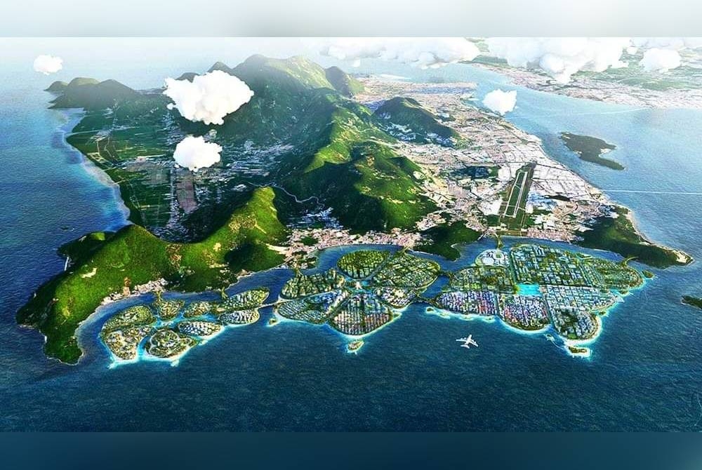 Projek PSI yang mengandungi tiga pulau buatan di selatan Pulau Pinang.