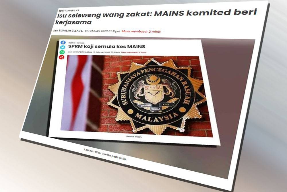 MAINS sebelum ini mengalu-alukan Suruhanjaya Pencegahan Rasuah Malaysia (SPRM) dan Polis Diraja Malaysia (PDRM) membuka semula kertas siasatan berhubung dakwaan berlaku penyelewengan wang zakat di dalam agensi itu.