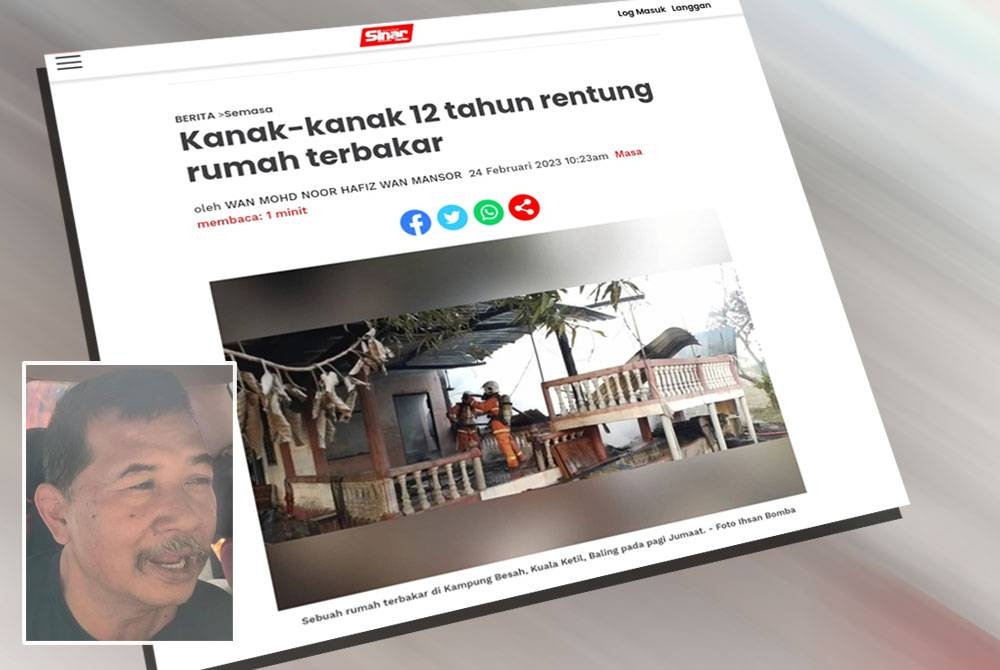 Laporan Sinar Harian pada 24 Februari. -Gambar kecil: Razali