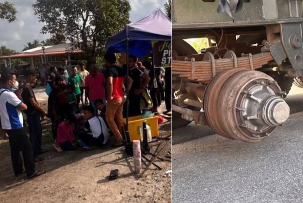 Seorang peniaga maut, manakala rakannya cedera selepas terkena tayar lori yang tercabut di KM43 Jalan Pantai, Kuala Terengganu-Kampung Raja, pada Selasa.