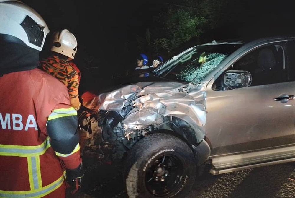 Keadaan salah sebuah kenderaan yang terlibat dalam nahas sehingga menyebabkan tiga beradik maut di di Jalan Tungku Kampung Bekapit, Lahad Datu.