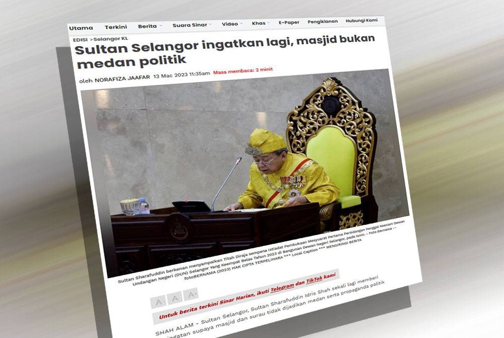 Laporan Sinar Harian pada Isnin.