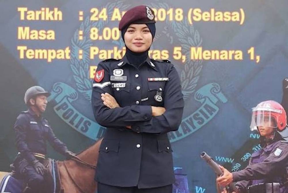 Ameyza menyertai PDRM pada tahun 2014 dan membuat keputusan untuk berhenti lima tahun kemudian kerana beralih menjadi pengawal peribadi. - Foto Bernama