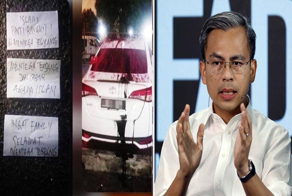 Tular empat gambar di Twitter yang menunjukkan kereta jenis Toyota dan Proton disimbah cat dan asid, selain turut dipaparkan nota berbaur ugutan. (Gambar kanan : Fahmi Fadzil - Foto Bernama)