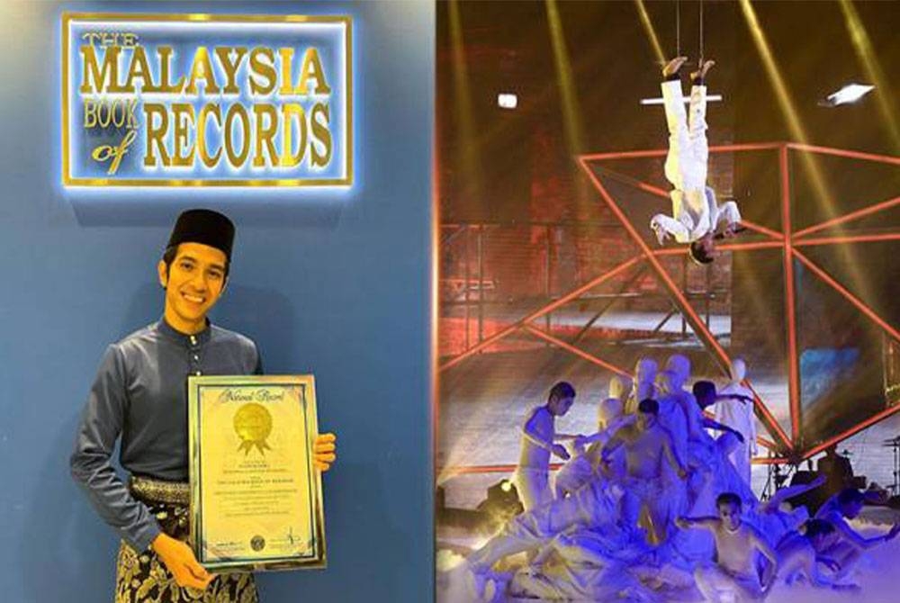 Persembahan yang memukau itu bukan sahaja berjaya menarik perhatian penonton malah diiktiraf Malaysia Book Of Records sebagai artis pertama yang membuat persembahan secara terbalik. - Foto Instagram/@NaimDaniel