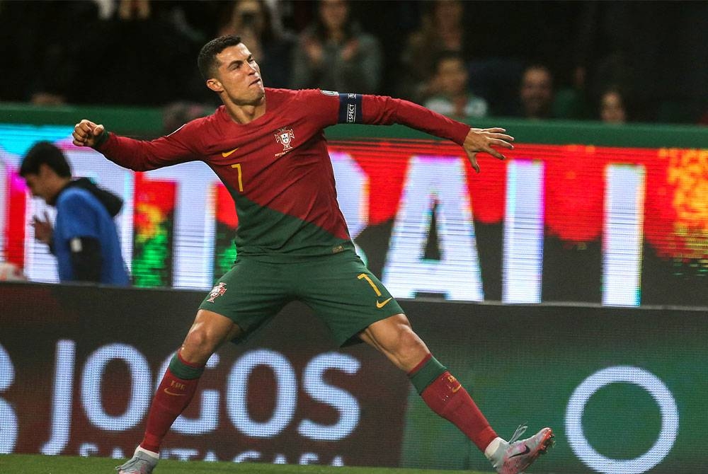 Ronaldo memecah rekod penampilan terbanyak di pentas antarabangsa. Foto AFP