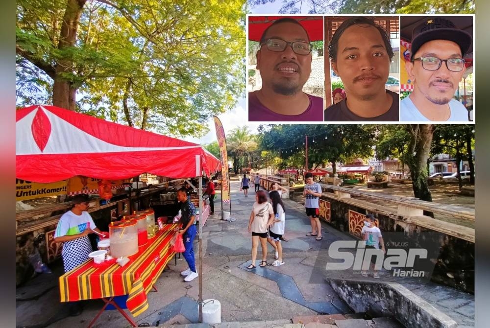 Keadaan bazar Ramadan Rahmah di People&#039;s Park yang lengang ketika tinjauan dilakukan sekitar jam 6 petang. (Gambar kecil: Yusuf, Muhammad Saifullah, Muhammad Haffis)