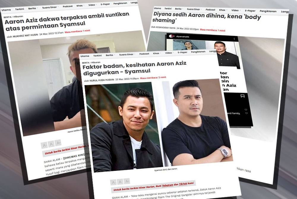 Laporan Sinar Harian mengenai kenyataan Aaron Aziz, Syamsul dan Diyana.