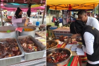 Pemeriksaan Ops Keselamatan Makanan di bazar Ramadan termasuk sampel makanan di ambil secara bersasar bagi tujuan analisa. Gambar kanan: Pegawai PKD menjalankan pemeriksaan Ops Keselamatan Makanan di bazar Ramadan di Selangor.