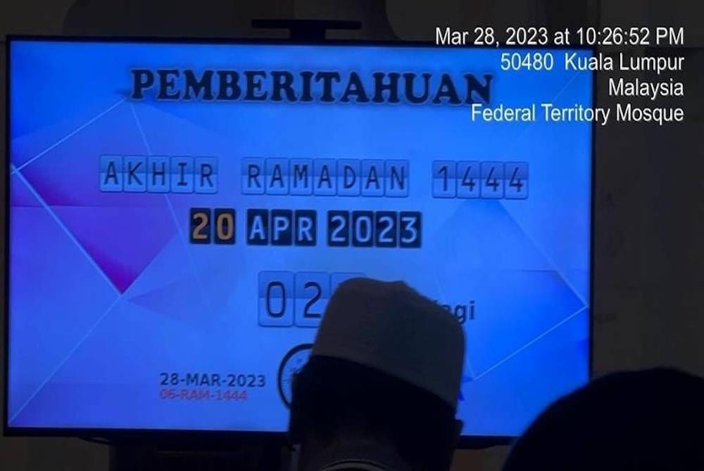 Tangkap layar Pemberitahuan Akhir Ramadan 1444H 20 April 2023 yang tular.