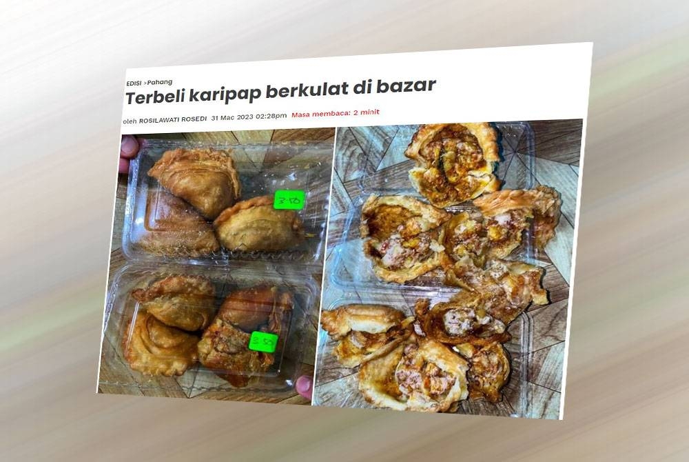 Tular inti karipap yang berkulat yang dibeli seorang wanita di sebuah bazar di sini mengundang kemarahan pengguna.