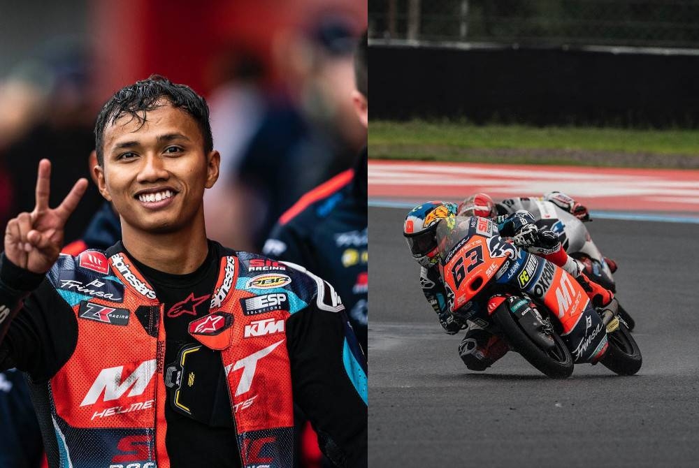 Aksi Syarifuddin ketika perlumbaan Moto3 GP Argentina di Litar Termas de Rio Hondo.