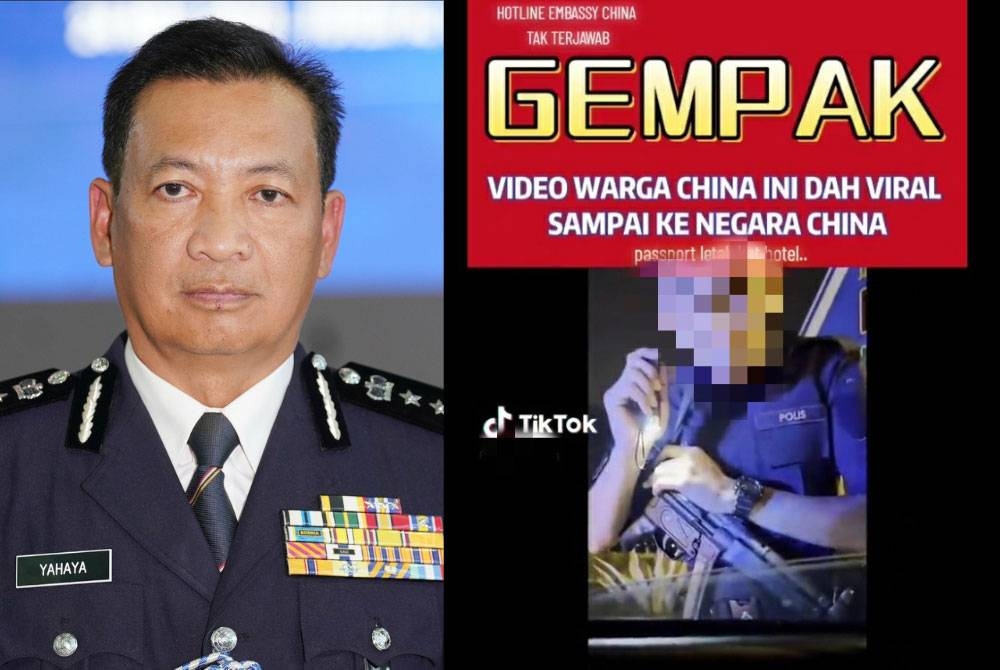 Yahaya dan tangkap layar video tular berhubung dakwaan seorang pelancong telah diperas ugut oleh anggota polis kerana tidak membawa dokumen pengenalan diri.