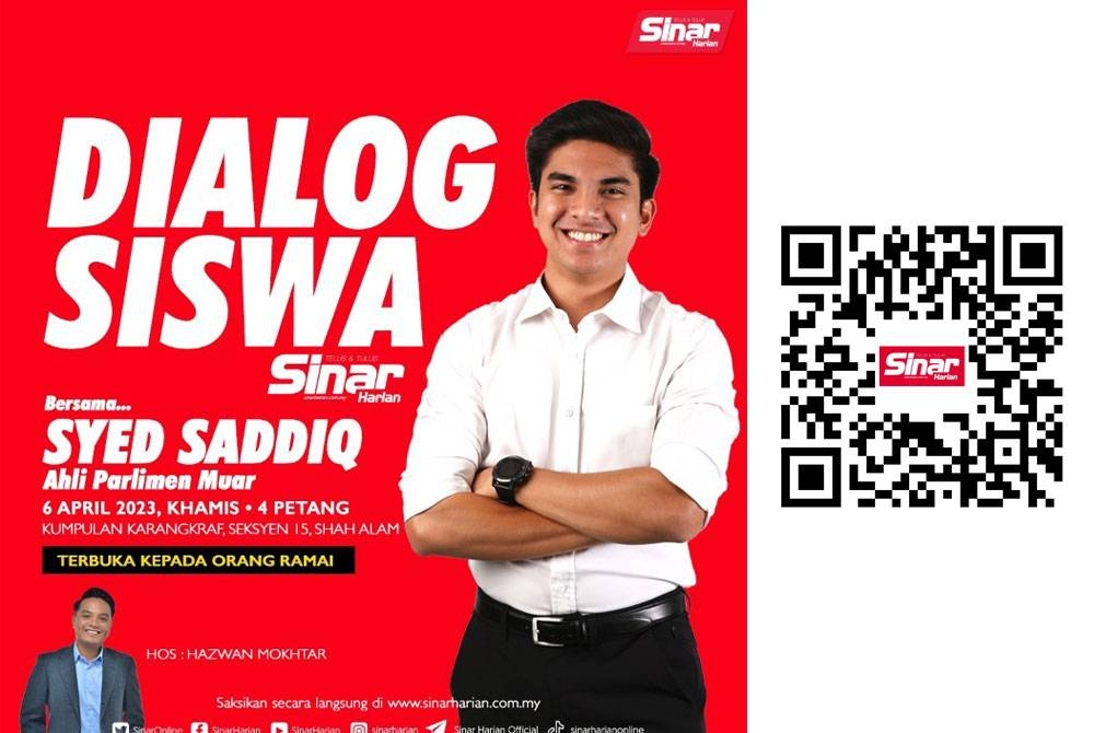 Dialog Siswa edisi sulungnya akan menampilkan bekas Menteri Belia dan Sukan yang juga Ahli Parlimen Muar, Syed Saddiq Syed Abd Rahman sebagai tetamu jemputannya yang pertama. Program ini terbuka kepada orang ramai dan orang ramai boleh klik pautan ini untuk pendaftaran go.sinar.la/436bPcE dan majlis berbuka puasa disediakan penganjur.