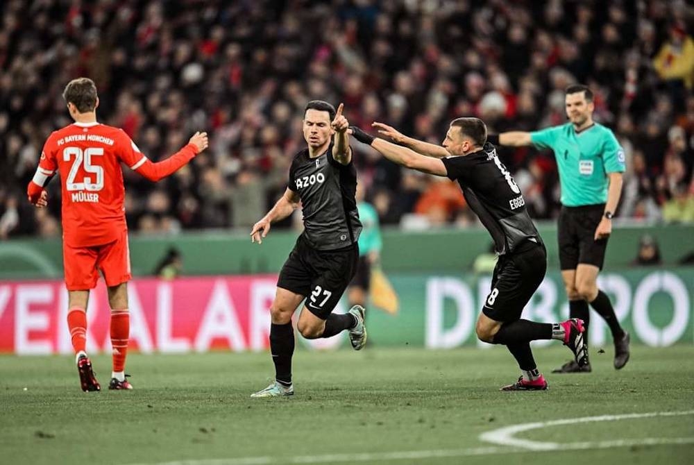 Freiburg mara slot empat terbaik Piala Jerman selepas mengejutkan Bayern Munich 2-1 dalam perlawanan suku akhir di Allianz Arena pada Rabu. - Foto Agensi