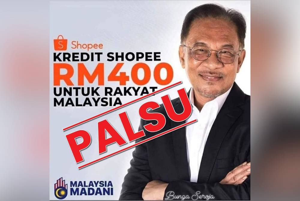 JPM menafikan poster pemberian kredit Shopee RM400 untuk rakyat.