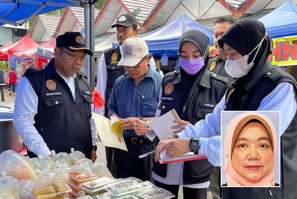 Penguat kuasa JKNT melakukan pemeriksaan di bazar Ramadan sepanjang bulan puasa. (Gambar kecil: Dr Kasemani) - Foto JKNT