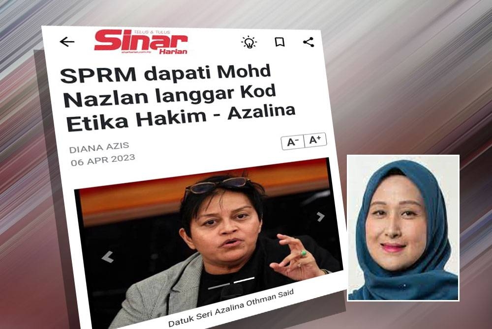 Laporan Sinar Harian pada Khamis. Gambar kecil: Wan Azliana