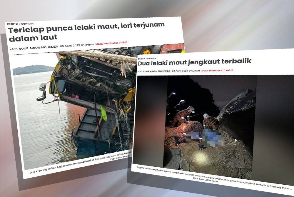 JKKP Perak siasat insiden pekerja maut dalam dua kejadian berasingan di Lumut dan Simpang Pulai, Rabu lalu.