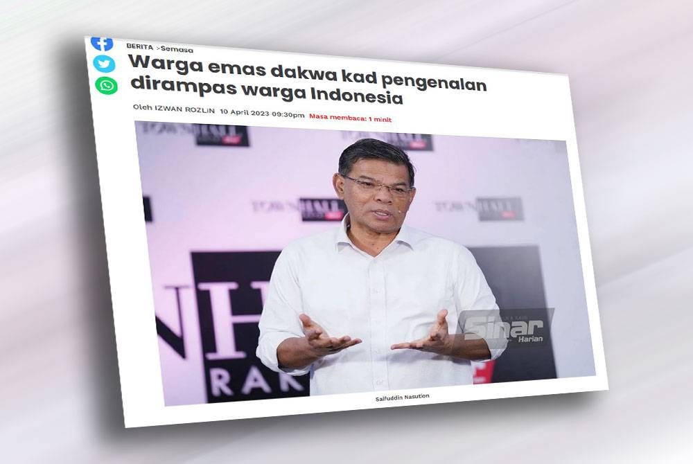 Laporan Sinar Harian pada Isnin.