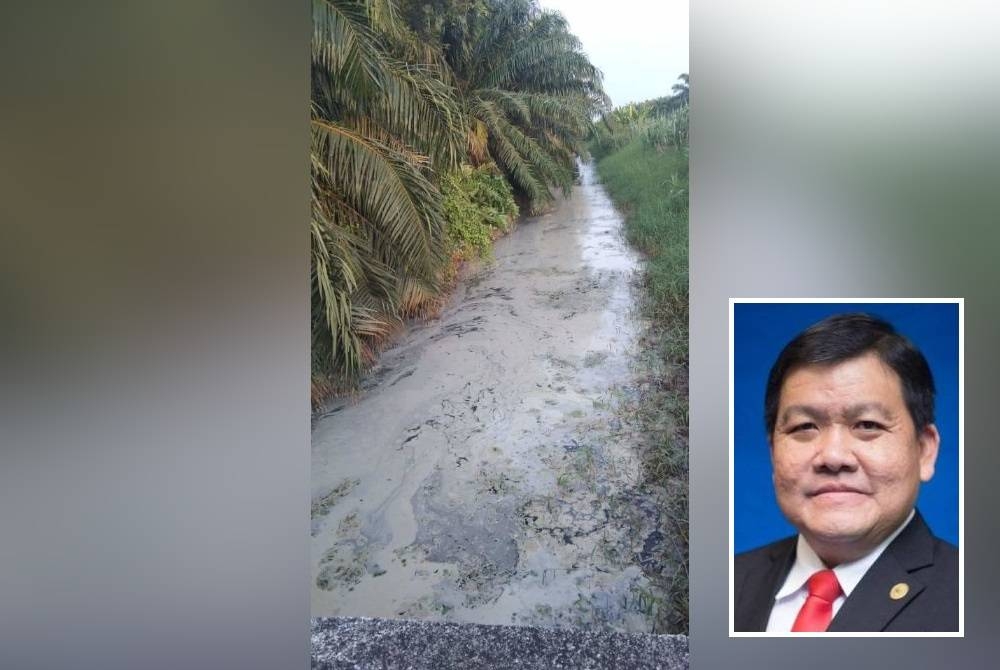 Keadaan Sungai Serdang Kapar yang tercemar disyaki berpunca daripada sisa arang batu dan pembuangan sisa minyak sawit secara haram. (Gambar kecil: Hee Loy Sian)