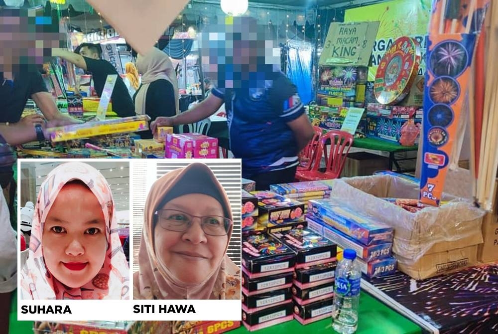 Penjual yang mendapat kebenaran permit untuk menjual mercun dan bunga api secara terbuka di Bazar Aidilfitiri di Melaka.