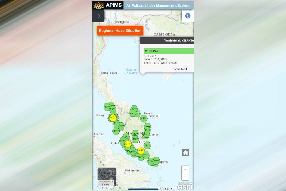 Tiga kawasan melibatkan Cheras, Kuala Lumpur; Seberang Jaya, Pulau Pinang dan Segamat, Johor merekodkan bacaan Indeks Pencemaran Udara (IPU) tidak sihat setakat jam 9 pagi Isnin.