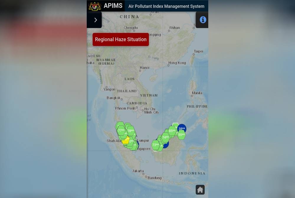 Bacaan IPU di Petaling Jaya, Selangor mencatatkan situasi tidak sihat sekitar petang ini.