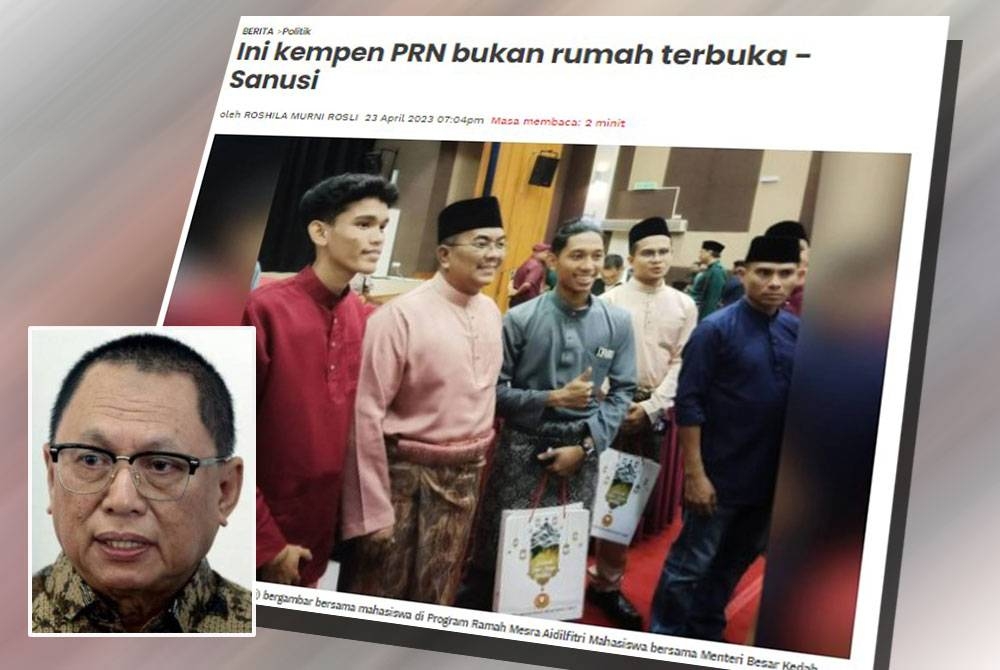 Muhammad Sanusi sebelum ini mendakwa Majlis Rumah Terbuka Malaysia Madani Bersama Perdana Menteri di enam negeri dianggap sebagai program kempen Pilihan Raya Negeri (PRN) dan tidak wajar diadakan. Gambar kecil: Mohd Puad