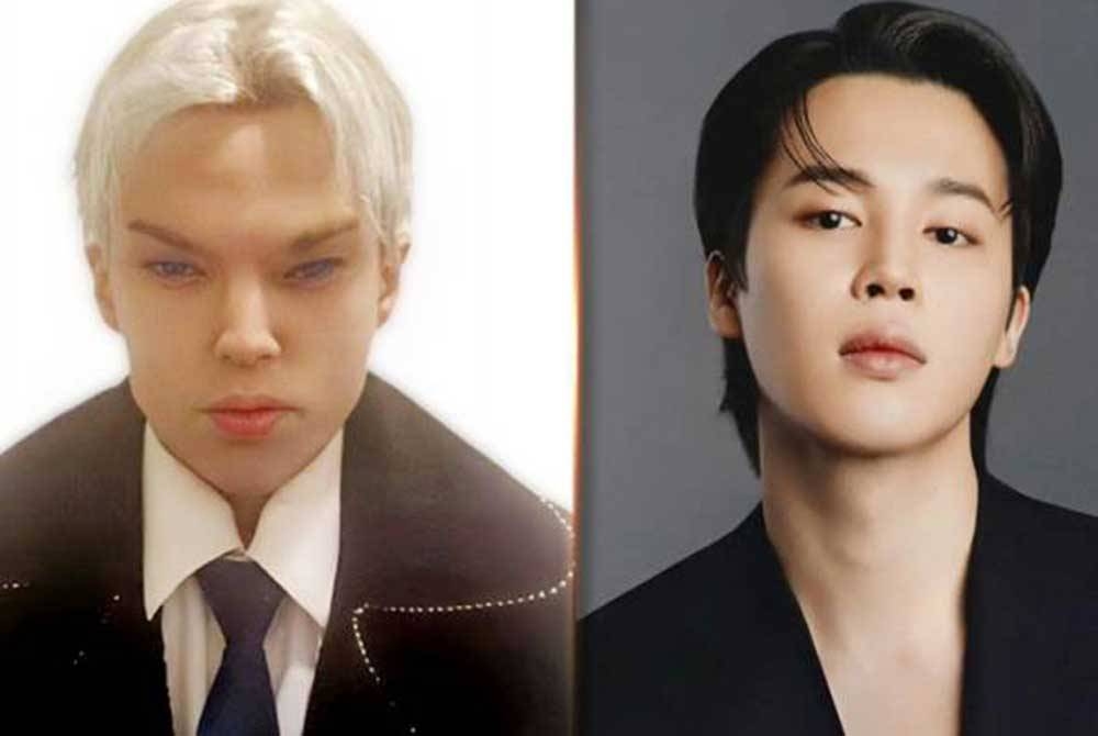 Saint Von Colucci (kiri) meninggal dunia selepas menjalani 12 pembedahan kosmetik semata-mata untuk menyerupai bintang K-pop, Jimin dari BTS. - Gambar Instagram