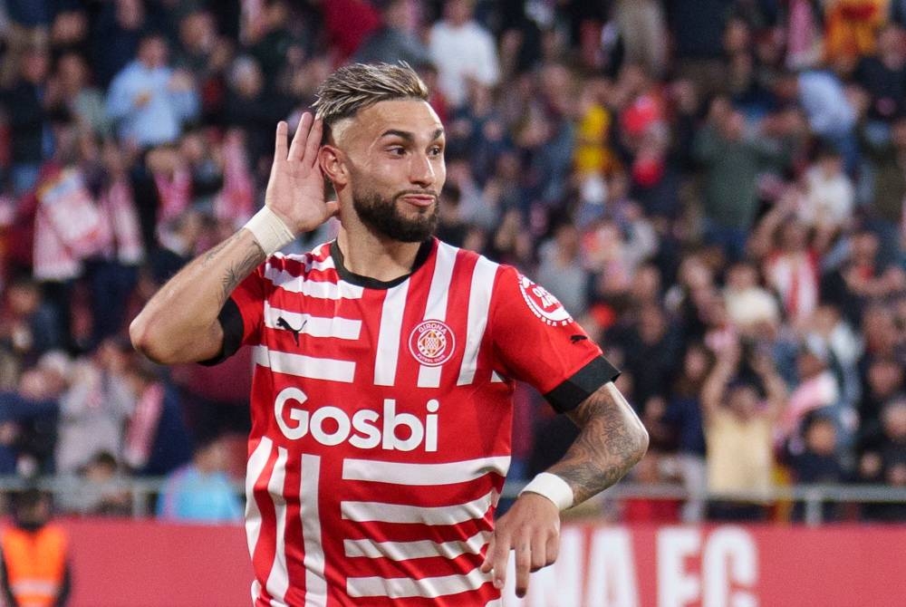 Castellanos menyumbat empat gol ketika membantu Girona membenam Real Madrid 4-2 dalam saingan La Liga awal pagi Rabu.- Foto EPA