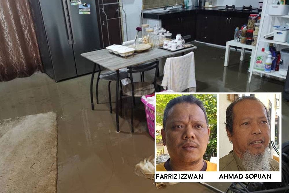 Keadaan salah sebuah rumah di Taman Chepor Sentosa yang dipenuhi lumpur akibat banjir kilat pada Isnin lalu.