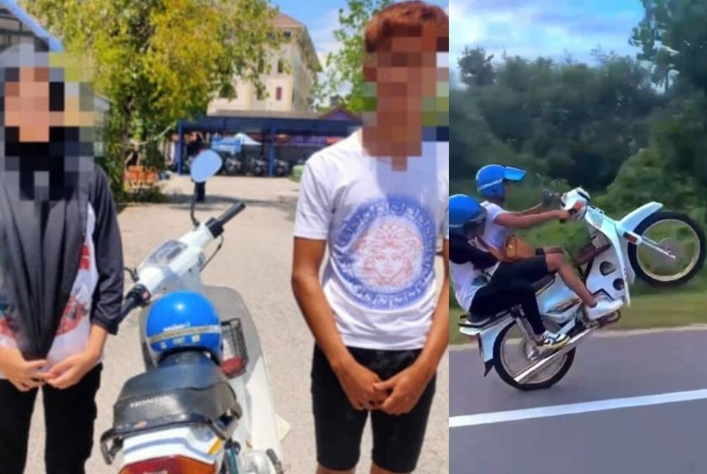 Tular aksi &#039;wheelie&#039; di Jalan Chendor Kuantan menghala ke Kemaman pada Ahad.