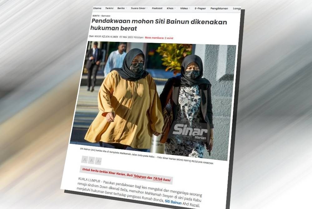 Laporan Sinar Harian pada Rabu.