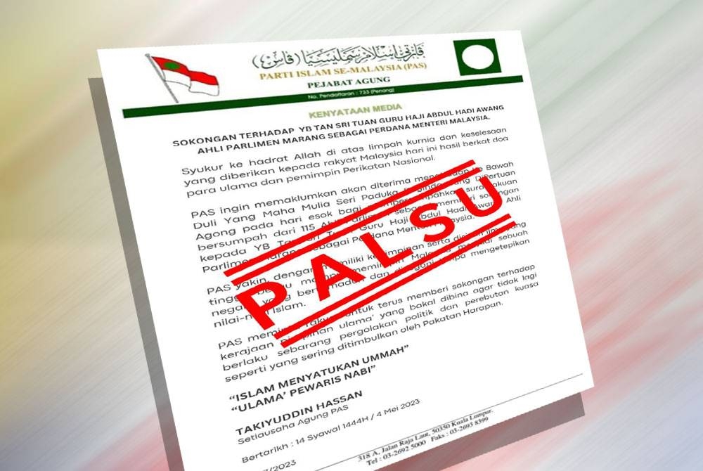 Kenyataan media tular yang disahkan palsu oleh Takiyuddin.