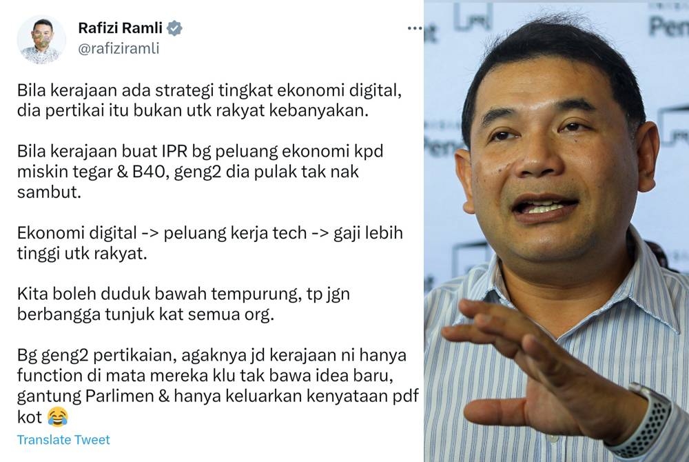 Ciapan Rafizi di Twitter beliau pada Sabtu.