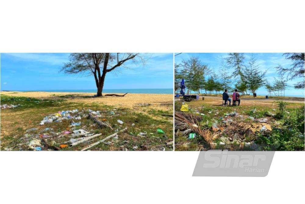 Sikap segelintir pengunjung tidak bertanggungjawab membuang sampah merata-rata jadikan pemandangan cantik di Pantai Bisikan Bayu, Pasir Puteh bertukar jadi cacat dan suram.